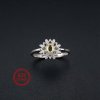 1Pcs 3x4MM Oval Bezel Pave CZ Stone Snow Flake Gold Plated Solid 925 Sterling Silver Adjustable Prong Ring Settings Blank for Gemstone 1222031