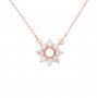 6MM Round Prong Pendant Settings,Sun Flower Solid 925 Sterling Sliver Rose Necklace,Pave CZ Stone Pendant,DIY Jewelry With Necklace Chain 16''+2'' 1431199
