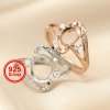 Oval Prong Ring Blank Settings Bypass Art Deco Bezel Solid 925 Sterling Silver Rose Gold Plated Adjustable Ring Band for Gemstone 1224107