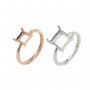 1Pcs 3-8MM Square Prong Ring Settings Blank Rose Gold Plated Solid 925 Sterling Silver DIY Bezel Tray for Gemstone 1294200
