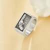 Stainless Steel Pistol Pattern Signet Ring,Rectangular Signet Rings,Men's Silver Rings, Western Badge Rings,DIY Ring Supplies 1295015