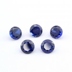 5Pcs Lab Created Round Sapphire September Birthstone Blue Faceted Loose Gemstone DIY Jewelry Supplies 4110167