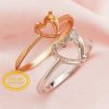 4-9MM Simple Heart Prong Ring Setttings Memory Jewelry Solid 14K 18K Gold DIY Ring Blank Wedding Band for Gemstone 1294169-1