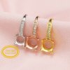 5-8MM Round Prong Hook Earrings Settings Solid 14K/18K Gold Bezel with Moissanite Accents DIY Jewelry Supplies 1706088-1