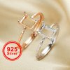 1Pcs 5x7MM Rectangle Prong Ring Settings Blank Rose Gold Plated Solid 925 Sterling Silver DIY Bezel Tray for Gemstone 1294201