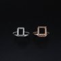 1Pcs Mulitiple Size Rose Gold Plated Solid 925 Sterling Silver Rectangle Millgraine Frame DIY Adjustable Ring Settings for Gemstone 1294170
