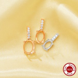 Oval Prong Pendant Bezel Settings,Solid 925 Sterling Silver Rose Gold Plated Pendant Charm,Minimalist Oval Pendant,DIY Pendant Charm Tray Supplies 1421255