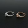 1Pcs 4x6MM Vintage Style Oval Prong Bezel Rose Gold Plated Solid 925 Sterling Silver Adjustable Ring Settings for Moissanite Gemstone DIY Supplies 1224027