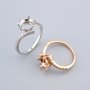 8MM Round Prong Ring Settings Bypass Shank Solid 925 Sterling Silver Rose Gold Plated Set Size DIY Ring Bezel for Gemstone Supplies 1210102
