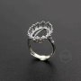 1Pcs 13X18MM Antiqued Oval Flower Bezel Solid 925 Sterling Silver Adjustable Ring Settings 1223085