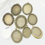 20Pcs Assortment 30x40MM Oval Antiqued Bronze Pendant Settings Charm Bezel for Resin DIY Jewelry Supplies 1421182