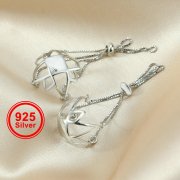1Pcs 10-13MM Beads Basket Settings Solid 925 Sterling Silver Pendant Charm Supplies 1840352