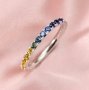 2MM Dainty Birthstone Eternity Ring Mixed Color Gemstone Wedding Engagement Full Band Stackable Ring Solid 14K Gold Ring 1294296