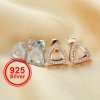 1Pair 5-6MM Rose Gold Plated Solid 925 Sterling Silver Trillion Triangle Prong Bezel DIY Studs Earrings Settings for Gemstone Jewelry Supplies 1706047