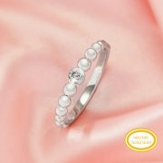 Ball Round Pin Ring Settings For Half Drilled Pearl Bead,Solid 14K 18K Gold Ring For Half Drilled Beads,Minimalist Round Ring,DIY Ring Supplies 1295079