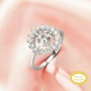 Ball Round Pin Ring Settings For Half Drilled Pearl Bead,Flower Solid 14K 18K Gold Ring For Half Drilled Beads,Vintage Styles Ring,DIY Ring Supplies 1295081