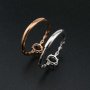 1Pcs 5x7MM Oval Bezel Simple Shank Rose Gold Plated Solid 925 Sterling Silver Adjustable Prong Ring Settings Blank for Gemstone 1224034