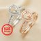 6x8MM Halo Pear Prong Ring Settings Ring,Stackable Solid 925 Sterling Silver Ring,Rose Gold Plated Art Deco Stacker Ring Band 1294432