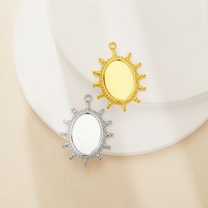 10x14MM Oval Bezel Stainless Steel Pendant Settings,Yellow Gold Silver Oval Pendant Charm,Sun Pendant,DIY Pendant Blank 1421268