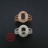 1Pcs 6x8MM Oval Prong Ring Settings Blank Adjustable Double Halo Pave CS Stone Rose Gold Plated Solid 925 Sterling Silver DIY Bezel for Gemstone 1224041