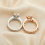 6x8MM Halo Pear Prong Rings Settings,Stackable Solid 925 Sterling SilverRing,Rose Gold Plated Art Deco Bezel Stacker Ring,DIY Set 1294430