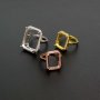 1Pcs Multiple Size Rectangle Silver Rose Gold Gemstone Cz Stone Luxury Big Prong Bezel Solid 925 Sterling Silver Adjustable Ring Settings 1294151