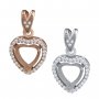 8-12MM Heart Prong Pendant Halo Settings Rose Gold Plated Solid 925 Sterling Silver DIY Supplies 1431108