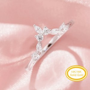 Vintage Styles Curved Moissanite Stackable Ring,Solid 14K 18K Gold Ring,Stacker Ring,Stackable Ring,DIY Ring Supplies 1295002