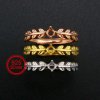 3MM Round Prong Ring Settings Stackable Tree Leaf Solid 925 Sterling Silver Rose Gold Plated DIY Adjustable Ring Bezel for Gemstone 1210091