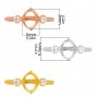6x8MM Oval prongss Ring Settings,Solid 925 Sterling Silver Rose Gold Plated Three Stone Ring,DIY Ring Supplies For Gemstone 1224228