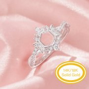 Dainty Hexagon Prong Ring Settings,Full Moon Solid Back 14K 18K Gold Moissanite Ring,Infinity Art Deco Ring,DIY Ring Supplies 1294973