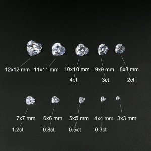 1Pcs Multiple Size Heart Shape Moissanite Stone Faceted Imitated Diamond Loose Gemstone for DIY Engagement Ring D Color VVS1 Excellent Cut 4130009