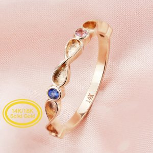 Half Band Keepsake Breast Milk Resin Ring Settings Solid 14K 18K Gold 2x4MM Infinity Bezel Nature Birthstone Stackable Ring 1294388-1