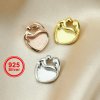 9MM Heart Bezel Settings Mother Baby Love for Breast Milk Resin Solid Back Rose Gold Plated Solid 925 Sterling Silver DIY Pendant Bezel Supplies 1431096