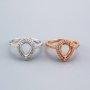 6x8MM Pear Prong Ring Settings Halo Rose Gold Plated Solid 925 Sterling Silver Set Size Ring Bezel for Gemstone 1294240