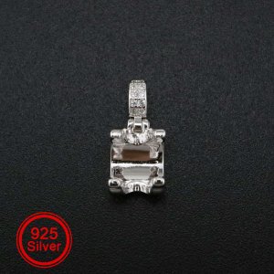 1Pcs 6.5-11MM Round Prong Pendant Settings Solid 925 Sterling Silver Charm Bezel Tray for Gemstone DIY Supplies 1431049