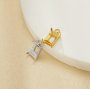 4x6MM Rectangle Prongs Bezel Pendant Settings,Yellow Gold Plated Stainless Steel Rectangle Pendant Charm,Minimalist Pendant,DIY Pendant Blank 1431458