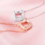 6MM Cushion Square Prong Pendant Settings,Solid 14K 18K Gold Necklace,Pave CZ Stone Square Pendant With Chain 16''+2' 1431229