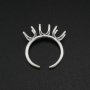 Three Stones Irregular Prong Claw Ring Settings Solid 925 Sterling Silver Raw Stone Adjustable Bezel Ring DIY supplies findings 1212071