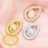 6x8MM Keepsake Breast Milk Bezel Pear Pendant Settings,Solid 14K/18K Gold Charm,DIY Memory Jewelry Supplies 1431161