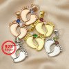 18MM Baby Footprints Keepsake Breast Milk Bezel Settings for Resin with Twins Color Birthstone Solid 925 Sterling Silver Rose Gold Plated DIY Pendant Bezel 1431122