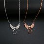 1Pcs 7x9MM Pear Prong Pendant Settings Necklace Angel Wing Rose Gold Plated Solid 925 Sterling Silver Charm Bezel Tray DIY Supplies 16''+2'' 1431063