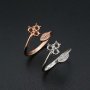 1Pcs 3MM Round 3 Stones Flower Leaf Rose Gold Plated Solid 925 Sterling Silver Adjustable Prong Ring Settings Blank for Gemstone 1210070