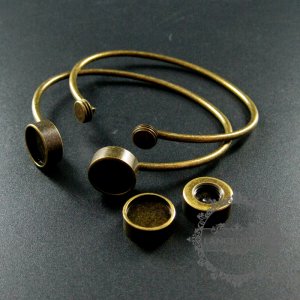 5pcs Screw Change Series 12mm setting size screwed bezel bangle bracelet antqiued bronze DIY tray supplies jewelry findings 1900156