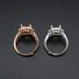1Pcs 8x10MM Oval Bezel Pear Accents Halo Rose Gold Plated Solid 925 Sterling Silver Adjustable Prong Ring Settings Blank for Gemstone 1224036