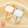 8x10MM Breast Milk Resin Rectangle Bezel Ring Settings,Solid Back 925 Sterling Silver Rose Gold Plated Ring,DIY Ring Supplies 1294660