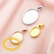 Keepsake Breast Milk Oval Solid Back Pendant Bezel Settings,Solid 14K 18K Gold Charm,DIY Memory Jewelry Supplies 1421205