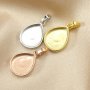 Breast Milk Resin Pear Solid Back Pendant Bezel Settings,Solid 925 Sterling Silver Rose Gold Plated Pendant,DIY Memory Jewelry Supplies 1431138