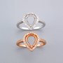 6x8MM Pear Prong Ring Settings Halo Rose Gold Plated Solid 925 Sterling Silver Set Size Ring Bezel for Gemstone 1294240