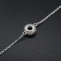 1Pcs Round Prong Bezel Bracelet Settings Halo Solid 925 Sterling Silver Tray for Gemstone 6''+1.6'' 1900247